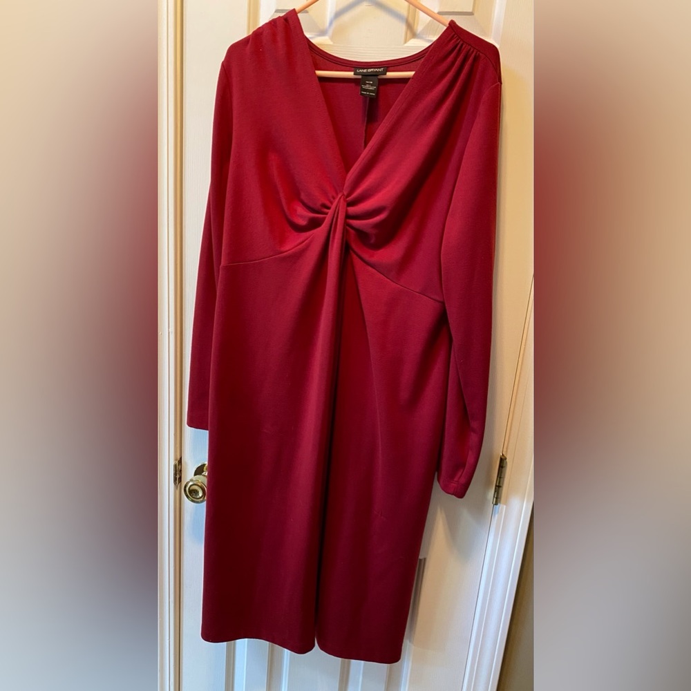 Lane Bryant burgundy long sleeve dress. Size 14/16